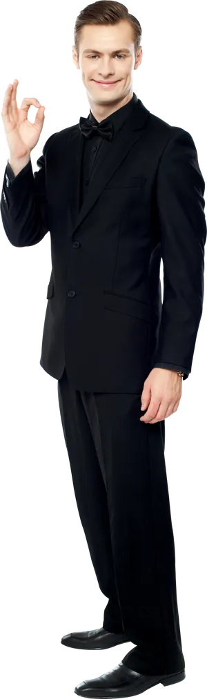 Confident Manin Black Suit PNG Image