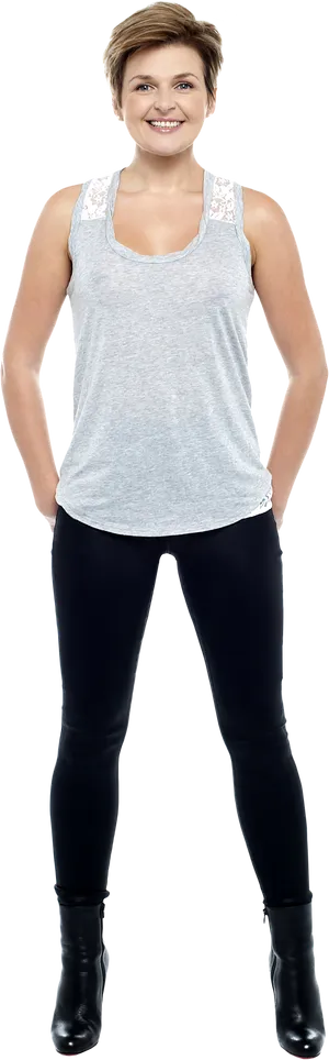 Confident Woman Casual Attire PNG Image