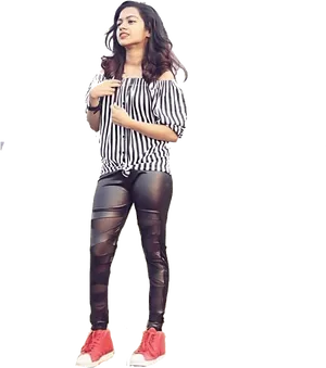 Confident Young Indian Woman Casual Outfit PNG Image