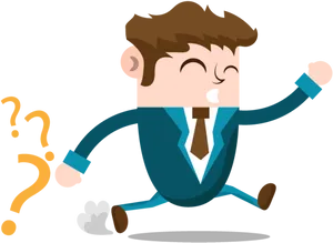 Confused Businessman Running Cartoon PNG Image