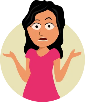 Confused Cartoon Woman Gesture PNG Image