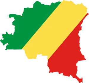 Congo Map Flag Overlay PNG Image