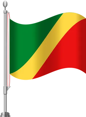 Congo Republic Flagon Pole PNG Image