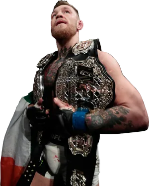 Conor Mc Gregor U F C Champion Pose PNG Image