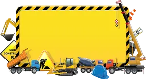 Construction Vehiclesand Equipment Banner PNG Image