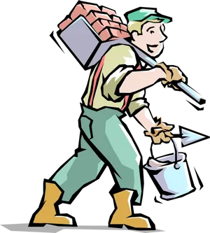 Construction Worker Cartoon PNG Image