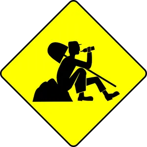 Construction Worker Digging Sign PNG Image