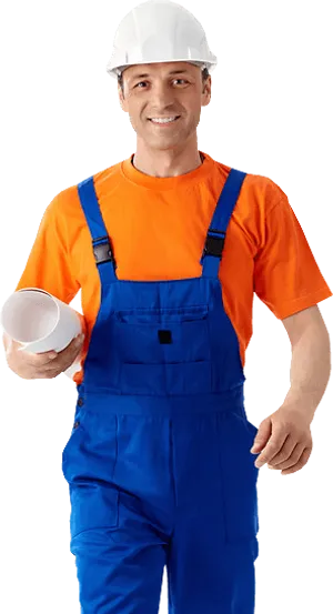 Construction Worker Smiling With Blueprints PNG Image