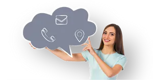 Contact Options Cloud Sign Woman PNG Image