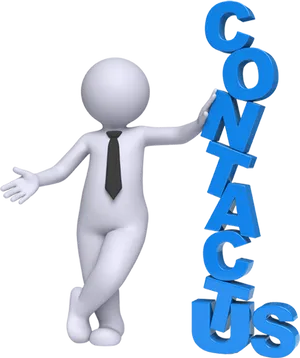 Contact Us3 D Figure Holding Sign PNG Image