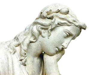 Contemplative Angel Statue PNG Image