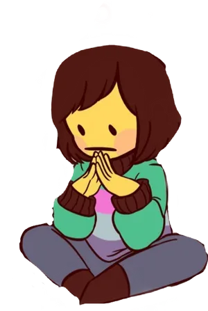 Contemplative Animated Character PNG Image