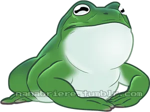 Contemplative Cartoon Frog PNG Image