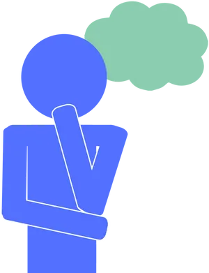 Contemplative Stick Figure Thought Bubble PNG Image