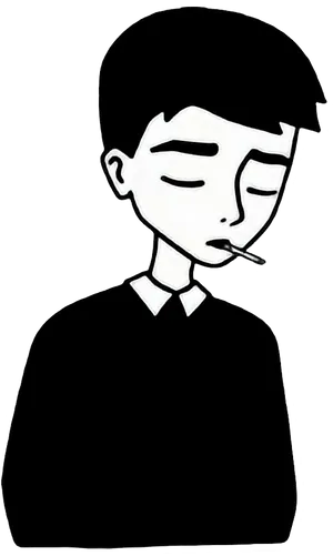 Contemplative Young Man Illustration PNG Image