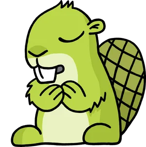 Contented Cartoon Beaver PNG Image