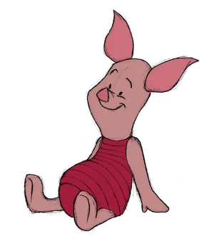 Contented Piglet Cartoon Illustration PNG Image