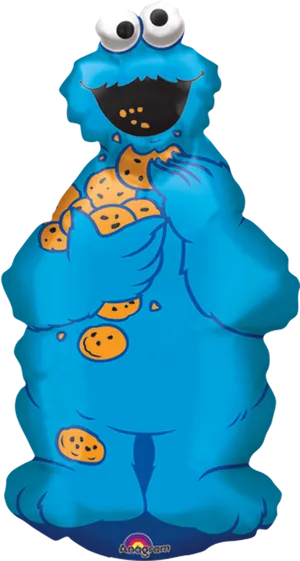 Cookie Monster Eating Cookies Illustration PNG Image