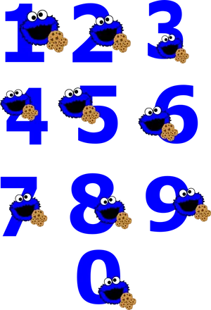 Cookie_ Monster_ Numbers_1_to_0 PNG Image