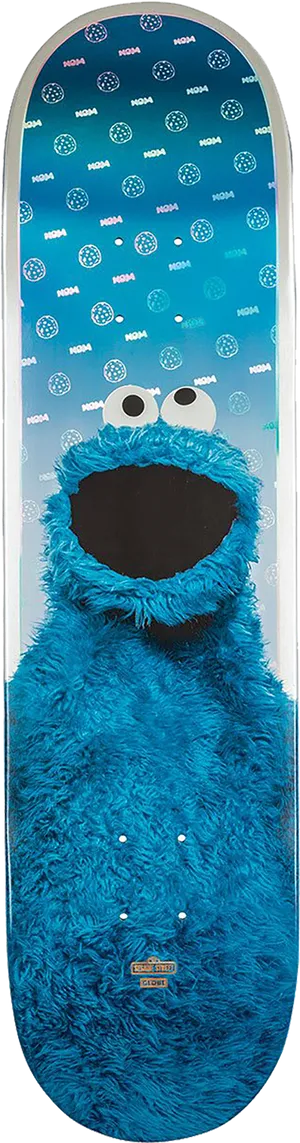 Cookie Monster Skateboard Design PNG Image