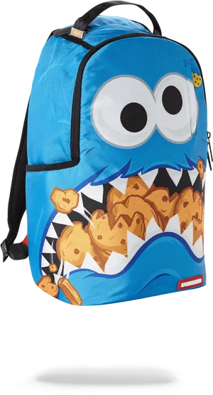 Cookie Monster Themed Backpack PNG Image