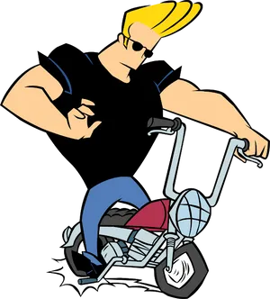 Cool Animated Biker Character PNG Image