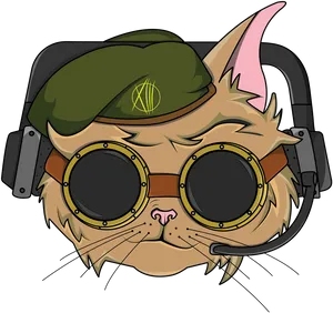 Cool Cat Pilot Illustration PNG Image