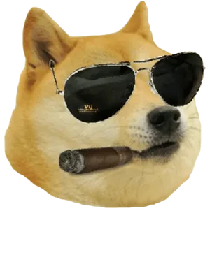 Cool Doge With Sunglassesand Cigar.jpg PNG Image