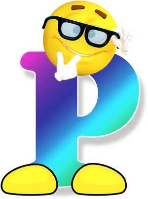 Cool Emoji Leaningon Letter P PNG Image