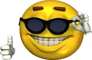 Cool Smiley Face Thumbs Up Emoji.png PNG Image