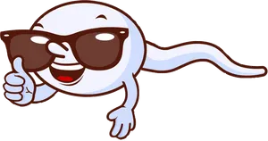 Cool Sperm Character Thumbs Up PNG Image