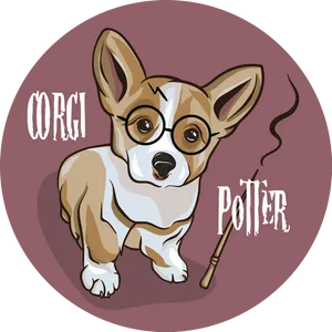 Corgi Wizard Cartoon Illustration PNG Image