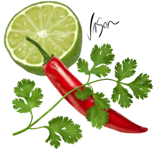 Coriander Chili Lime Flavor Combination PNG Image