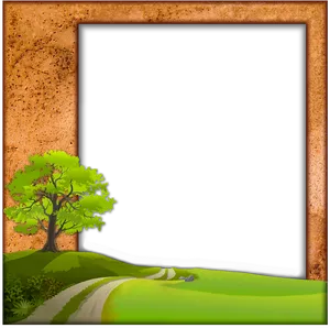 Cork Board Framewith Landscape PNG Image