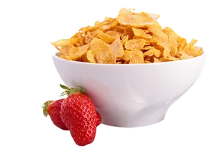 Cornflakes Cereal Bowlwith Strawberry.png PNG Image