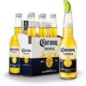 Corona Beer Bottlesand Packwith Lime PNG Image