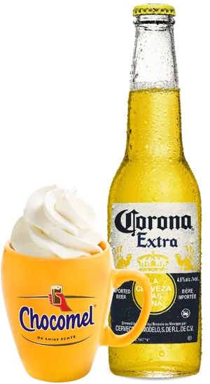 Corona Extra Beerand Chocomel Cup PNG Image