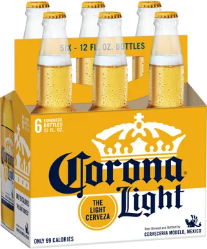 Corona Light Beer Six Pack Bottles PNG Image