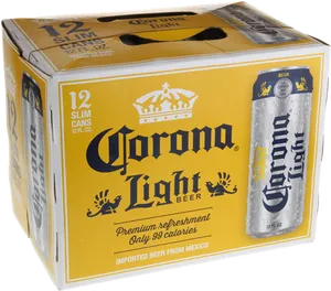 Corona Light Beer12 Pack Slim Cans PNG Image