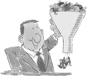 Corporate Funnel Downsizing Illustration PNG