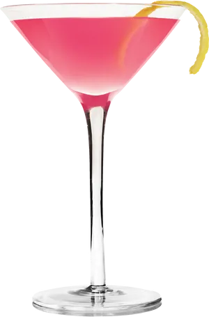 Cosmopolitan Cocktailwith Lemon Twist PNG Image