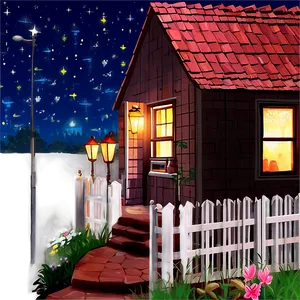 Cottage Under The Stars Png 55 PNG Image