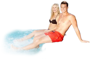 Couple Enjoying Pool Float PNG Image