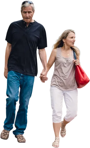 Couple_ Holding_ Hands_ Walking PNG Image