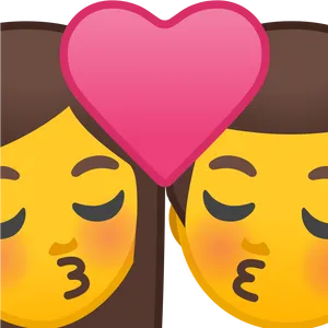 Couple Kissing Heart Emoji PNG Image