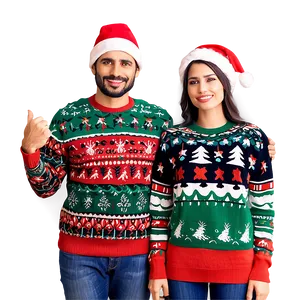 Couples Ugly Christmas Sweater Png 06122024 PNG Image