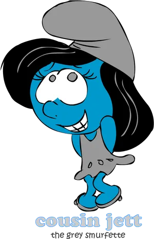 Cousin Jett Grey Smurfette Character PNG Image