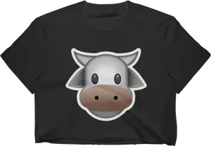 Cow Graphic Black Crop Top PNG Image