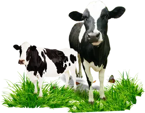 Cowand Calfon Grass PNG Image