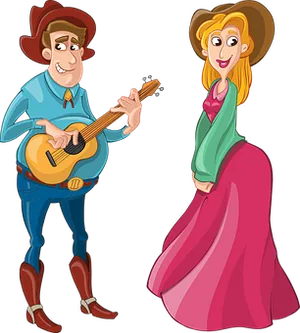 Cowboy Serenade Cartoon PNG Image